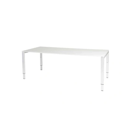 Afbeelding van Domino bureau, hoogte instelbaar (62 85cm) met 200x90cm &#039;zwevend&#039; krijtwit 25mm blad en wit (RAL9010) N poot frame