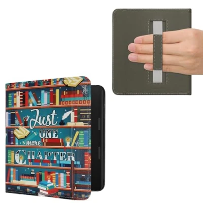 Afbeelding van kwmobile E reader hoesje geschikt voor Tolino Epos 3 hoes flip case met magneetsluiting Ereader cover bibliotheek design in meerkleurig