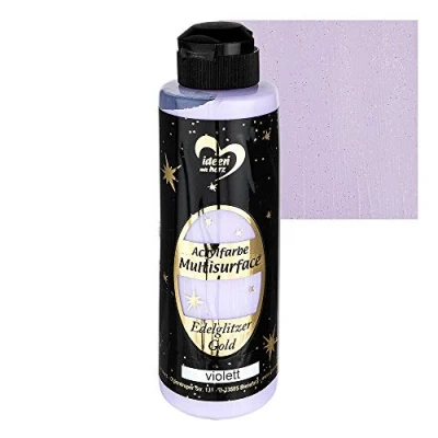 Afbeelding van Ideen mit Herz Acrylverf Multisurface Edelglitter, universele verf op waterbasis, met edel glinsterende gouden glitter, 180 ml (paars)