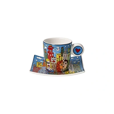 Afbeelding van Goebel James Rizzi Kop en schotel Espresso Summer in the City Porselein 10cm 100ml
