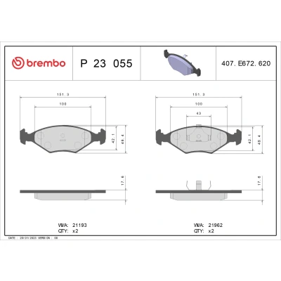 Afbeelding van Brembo Remblokset P 23 055