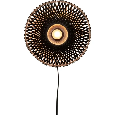 Afbeelding van Good&amp;Mojo Wandlamp Kalimantan Bamboe XS Zwart 30x8x30cm