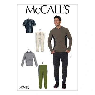 Afbeelding van Mccall&#039;s Patterns 7486 XN, heren tops en broeken, maten XL XXXL, weefsel, meerkleurig, 121 x 182 cm