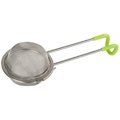 Afbeelding van Fackelmann Theezeef met beugel INOX, roestvrij staal, zilver/groen, ca. 15,5 cm.