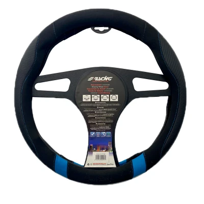 Afbeelding van Simoni Racing Stuurwielhoes Good Vibe B 37 39cm Zwart Eco Leder, Microfiber, Carbon look, Blauwe Accenten