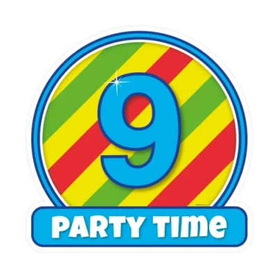 Afbeelding van Deurbord 9 jaar party 50cm