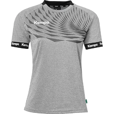 Afbeelding van Kempa Wave 26 shirt Dames sportshirt T met korte mouwen Functioneel Handbal Gym Fitness Jersey Elastisch en ademend Getailleerd, Donkergrijs Melange/Anthra, S