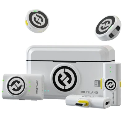 Afbeelding van Hollyland Lark M2 Draadloze lavalier microfoon (2TX+3RX) voor camera, iPhone, Android, PC, 48 kHz/24 bit Hi Fi Audio 40H duur 300 m bereik, ENC anti geluidsmicrofoon draadloos vlog wit