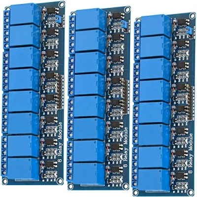 Afbeelding van AZDelivery 3 x 8 Relay Module 5V met Optocoupler Low Level Trigger compatibel Arduino Inclusief E Book!