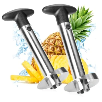 Afbeelding van COM FOUR® 2x ananassnijder 3 in 1 ananasschiller van roestvrij staal, vaatwasmachinebestendig ananasboor met scherp mes (02 stuks ananassnijder)