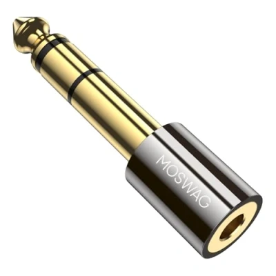 Afbeelding van MOSWAG Hoofdtelefoon Adapter, 6.35mm Mannelijk naar 3.5mm Vrouwelijke 1/8 1/4Adapter voor Versterker, Desktop, Laptop, Tablet, Gitaarkabel, Ditiqal Piano, Mp3, Headset microfoon, 1Pack