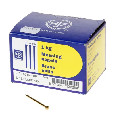 Afbeelding van Hjz Messing nagels bombe kop 2.7 x 50mm 1kg