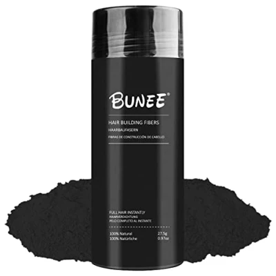 Afbeelding van Bunee Haarvezels Verbergt Onmiddellijk Haaruitval, 100% Natuurlijke Katoenpoeder Microvezels voor Mannen en Vrouwen Zwart 27.5g
