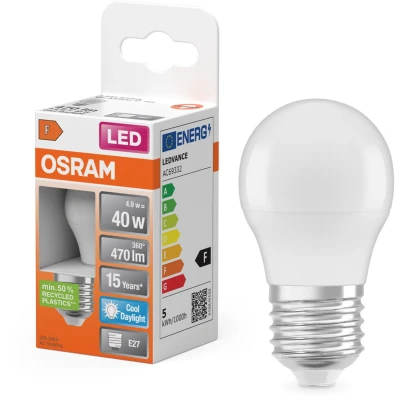 Afbeelding van OSRAM 4099854021961 LED lamp Energielabel F (A G) E27 Globe (mini) 4.9 W = 40 Koudwit (Ø x h) 45 mm 1 stuk(s)