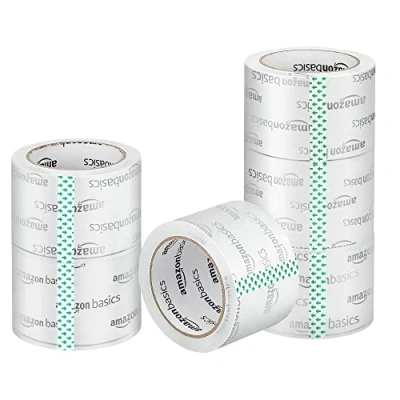 Afbeelding van Amazon Basics Verpakkingstape voor verhuizen en opslag,18 x 128 cm, transparant, set van 6