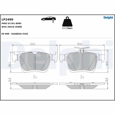 Afbeelding van Delphi Diesel Remblokset LP2490