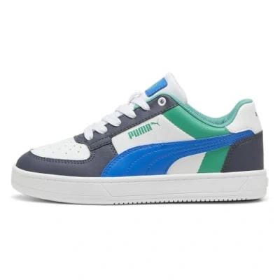 Afbeelding van Puma Caven 2.0 Block JR Unisex Sneakers laag voor kinderen, Maat: 37, White hyperlink blue galactic gray Hoogwaardig imitatieleer