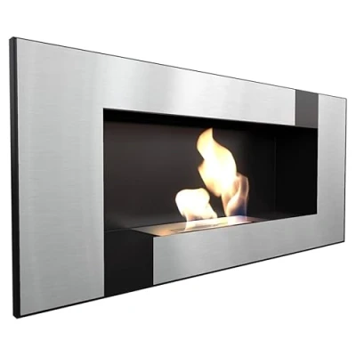 Afbeelding van KRATKI Bio Fireplace DELTA2 400 x 900 cm 0,5L container Qube zonder beglazing Ethanol wandhaard voor thuis Rijnland getest