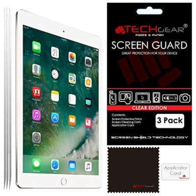 Afbeelding van TECHGEAR [3 stuks displaybescherming voor iPad 9,7 (2018 inch &amp; 2017 9,7) Ultra heldere beschermfolie 2017) met reinigingsdoekje + applicatiekaart