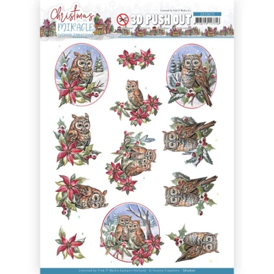 Afbeelding van 3D Push Out Yvonne Creations Christmas Miracle Owl