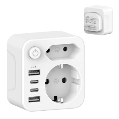 Afbeelding van ZENIJUST India stekkeradapter, reisadapter voor India, reisadapter, type D adapter Sri Lanka, Nepal, reisstekker