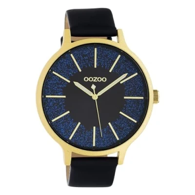 Afbeelding van OOZOO C10568 Horloge Timepieces staal leder donkerblauw goudkleurig 44