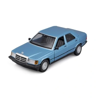 Afbeelding van Bburago Mercedes 190E (1987): modelauto op schaal 1:24, beweegbare deuren, blauw (18 21103B)