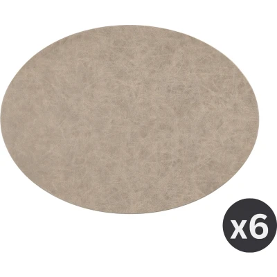 Afbeelding van Placemat TRUMAN ovaal, SET/6, 33x45 cm, enkelzijdig, taupe