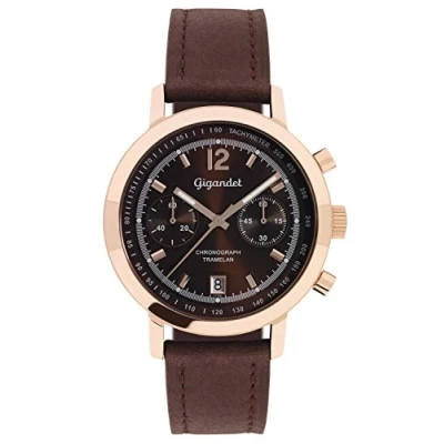 Afbeelding van Gigandet Analoog herenhorloge met Japans kwartsuurwerk, leren armband 2VNAG10/008, zwart