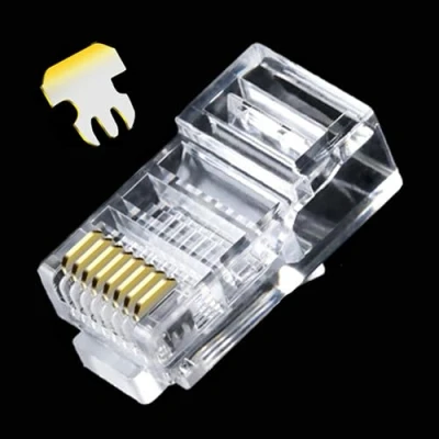 Afbeelding van MINGZE 100 Stuks RJ45 Stekker, Connector CAT5 CAT5E CAT6 Ethernet Netwerkkabel Crystal Head LAN crimpconnector 8P8C UTP Vergulde Ethernetkabel Modulaire Stekker