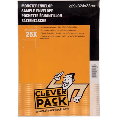 Afbeelding van Cleverpack monsterenveloppen, ft 229 x 324 38 mm, met stripsluiting,