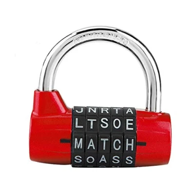 Afbeelding van letterslot, codeslot, combinatieslot, set, wachtwoord, deurslot, rood, 5 cijferige code van zinklegering, reiskoffer, gymkluis, beveiligingswachtwoordvergrendeling