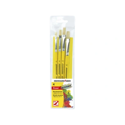 Afbeelding van penselenset Eberhard Faber varkenshaar maat 4 6 8 12