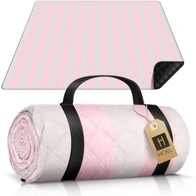 Afbeelding van HOEL picknickdeken 200x200 cm waterafstotend + geïsoleerd strandmat gevoerd XXL outdoor stranddeken voor picknick, camping strand