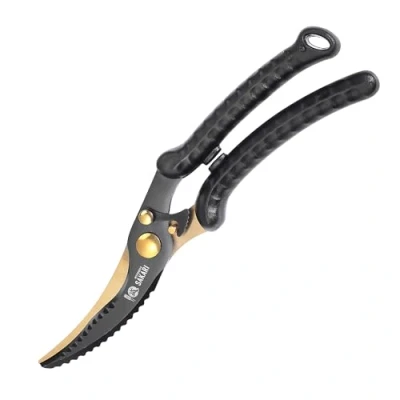 Afbeelding van MITSUMOTO SAKARI 25 cm Heavy Duty Zwartgouden Keukenschaar, Japanse Professionele Gelegerd Stalen Gevogelteschaar voor Kip, Vlees, Been
