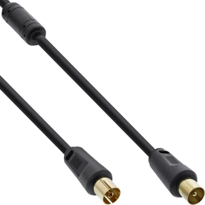 Afbeelding van InLine® Antennekabel premium, dubbel afgeschermd,&gt;85dB, zwart, 10m