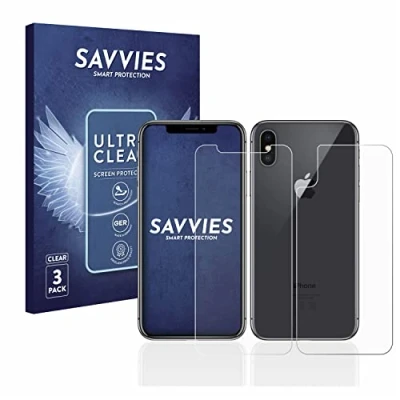 Afbeelding van Savvies (6 Stuks) Schermbeschermer voor Apple iPhone X/Xs (Voorkant + Achterkant) Screen Protector Ultra Transparant