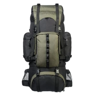 Afbeelding van Amazon Basics Wandelrugzak, met binnenframe en regenhoes, 65 liter, groen