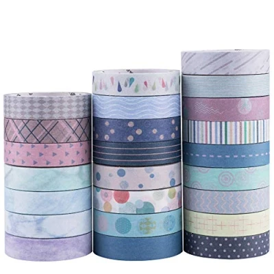 Afbeelding van Yubbaex Washi Tape, decoratieve plakboek benodigdheden voor doe het zelf, ambacht, cadeauverpakking, (basispatronen)