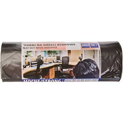Afbeelding van Office Products 22021252 05 vuilniszakken 240 L 10 stuks sterk scheurvast LDPE voor het huisvuil op kantoor kleur: zwart foliedikte: 30 μm