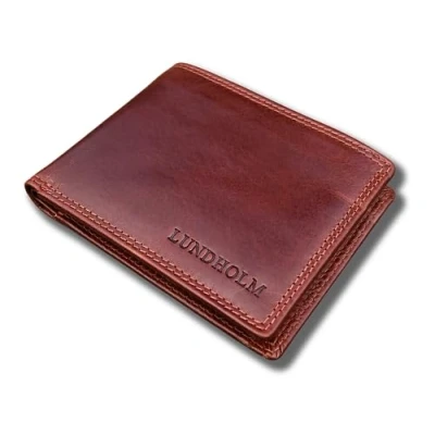 Afbeelding van Lundholm Portemonnee heren luxe leer RFID anti skim Oslo serie portefeuille mannen cadeautjes Billfold Bruin