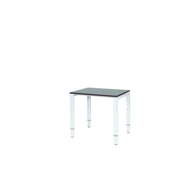 Afbeelding van Domino bureau, hoogte instelbaar (62 85cm) met 80x60cm &#039;zwevend&#039; logan eiken 25mm blad en wit (RAL9010) N poot frame.