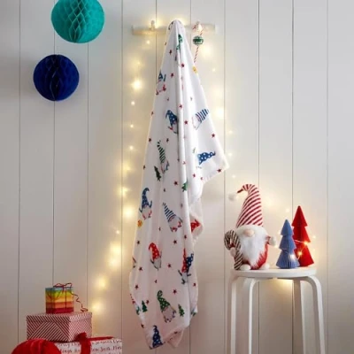 Afbeelding van Fusion Kerst Teddy Fleece Plaid (120 x 150cm) Gonk Throw Zachte Touch Witte Gooi Deken Gifts Gnomes Sofa Plaids