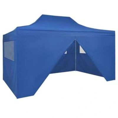 Afbeelding van Vouwtent pop up met 4 zijwanden 3x4,5 m blauw