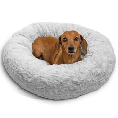 Afbeelding van Best Friends by Sheri The Original Calming Donut Katten en Hondenmand in Lux Bont Grijs, Klein 58 x cm