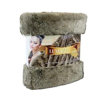 Afbeelding van Gözze Luxe woondeken met bontlook, design wolf, grijs, 40057 150200
