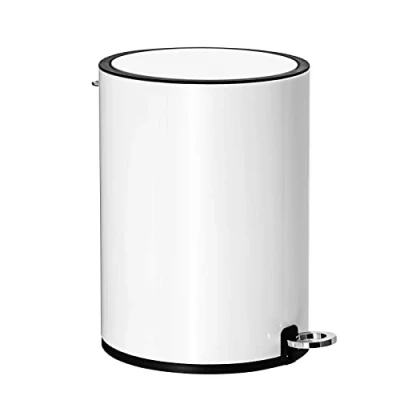 Afbeelding van SONGMICS Cosmetica emmer van staal, badkamer met softclose, ABS deksel en binnenemmer 3L wit LTB11WT