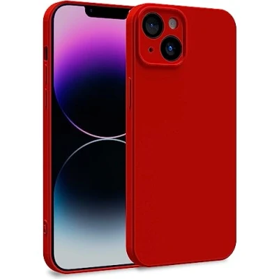 Afbeelding van MyGadget siliconen hoesje compatibel met Apple iPhone 14 Plus, tweelaagse telefoonhoes camerabescherming, cover binnenvoering en buitenkant, rood