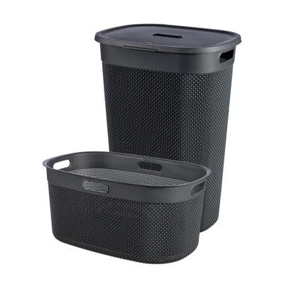 Afbeelding van Curver Filo Wasmand met deksel 55L + 45L Antraciet