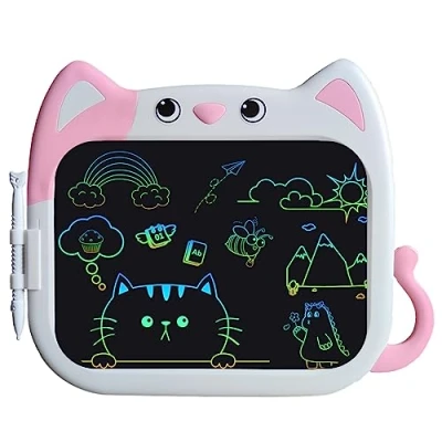 Afbeelding van JOEAIS LCD Tekentablet Voor Kinderen 10 Inch, Cartoon Katontwerp Kinderspeelgoed Tekenblok Doodle Bord, Educatieve Schrijftablet, Reisspeelgoed Peuters, Ideegeschenken Jongens En Meisjes (Roze)